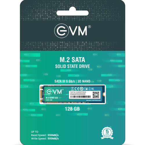 EVM 128GB M.2 (2280) SATA Internal SSD - 520MB/s Read &amp; 370MB/s Write - 5-Year Warranty (EVMM2/128GB)