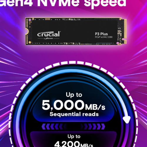 CRUCIAL P3 PLUS 1TB PCIE 4.0 3D NAND NVME M.2 SSD, UP TO 5000MB/S - CT1000P3PSSD8