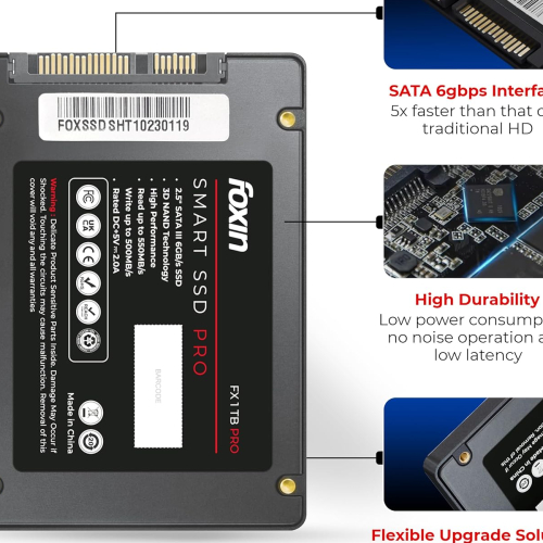 Foxin 1TB PRO SSD | Hard Disk with 3D NAND Technology &amp; 2.5 Inch SATA III 6GB/S Speed with 5 Years Limited Warranty